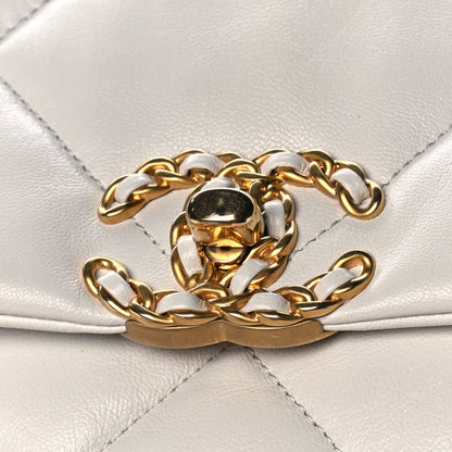 Chanel Goatskin Quilted Medium Chanel 19 Flap White 11 of 12