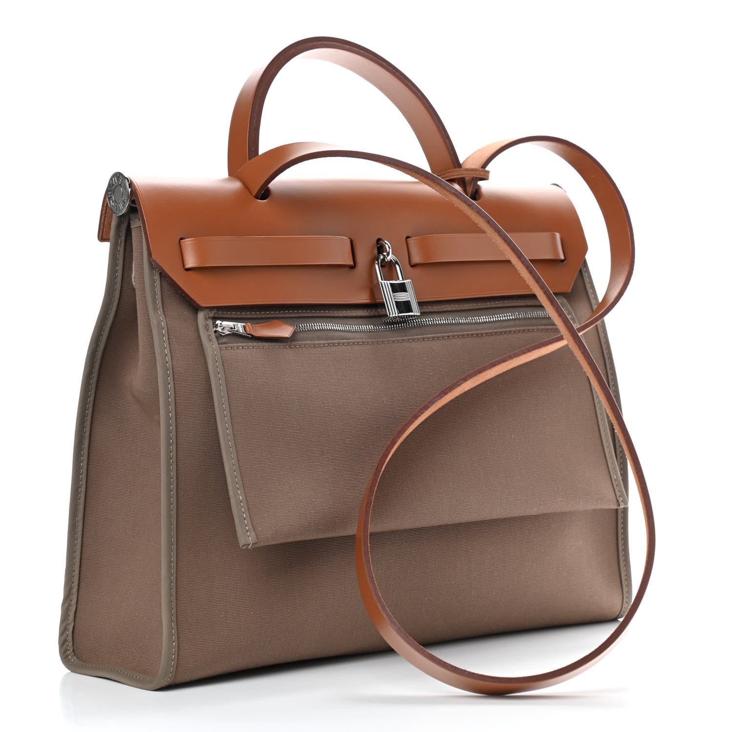 Hermes Vache Hunter Toile Officier Herbag Zip PM 31 Etoupe Fauve 4 of 12