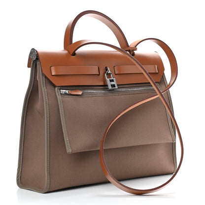 Hermes Vache Hunter Toile Officier Herbag Zip PM 31 Etoupe Fauve 4 of 12