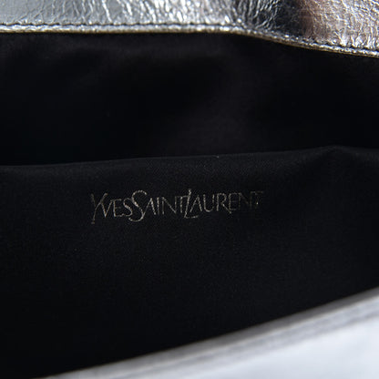 Saint Laurent Metallic Calfskin Monogram Large Belle De Jour Clutch Silver 6 of 10