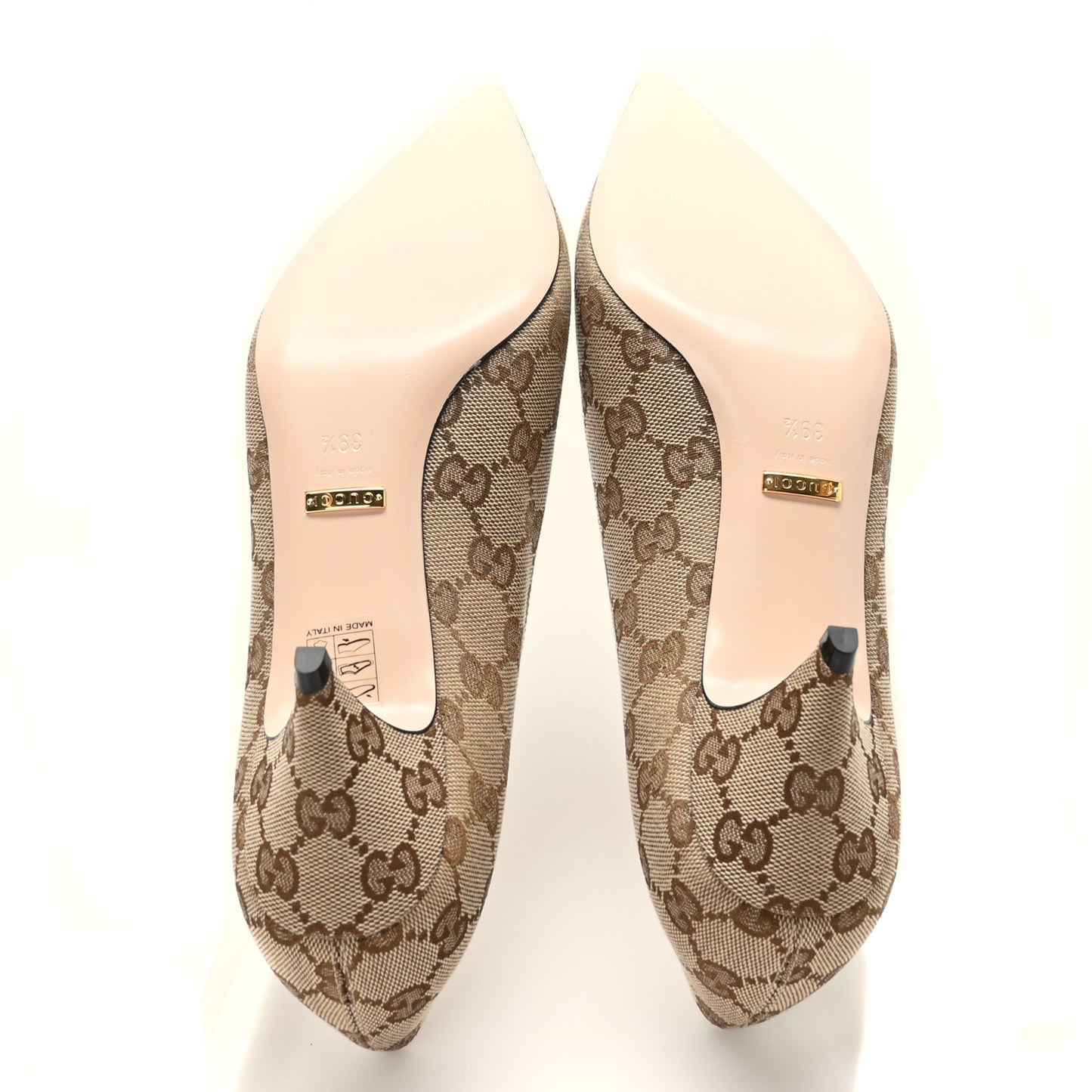 Monogram Malaga Kid Script Logo Bow 55mm Pumps 39.5 Beige Ebony Great White