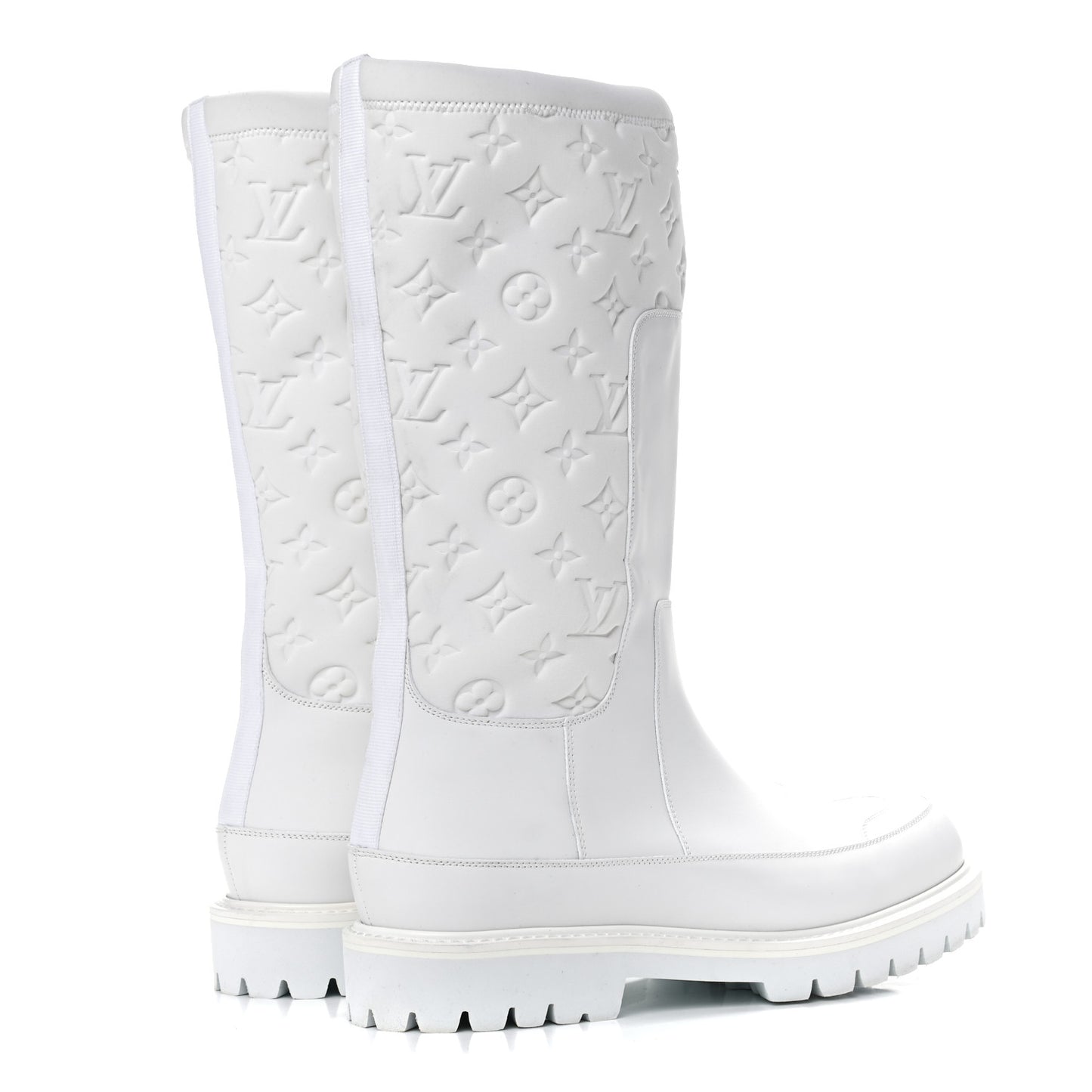 Calfskin Monogram Embossed Neoprene Mens Landscape Ankle Boots 9.5 White