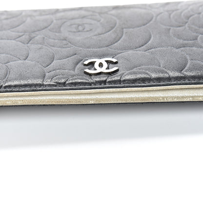 Chanel Lambskin Camellia Embossed Yen Wallet Black 17 of 19
