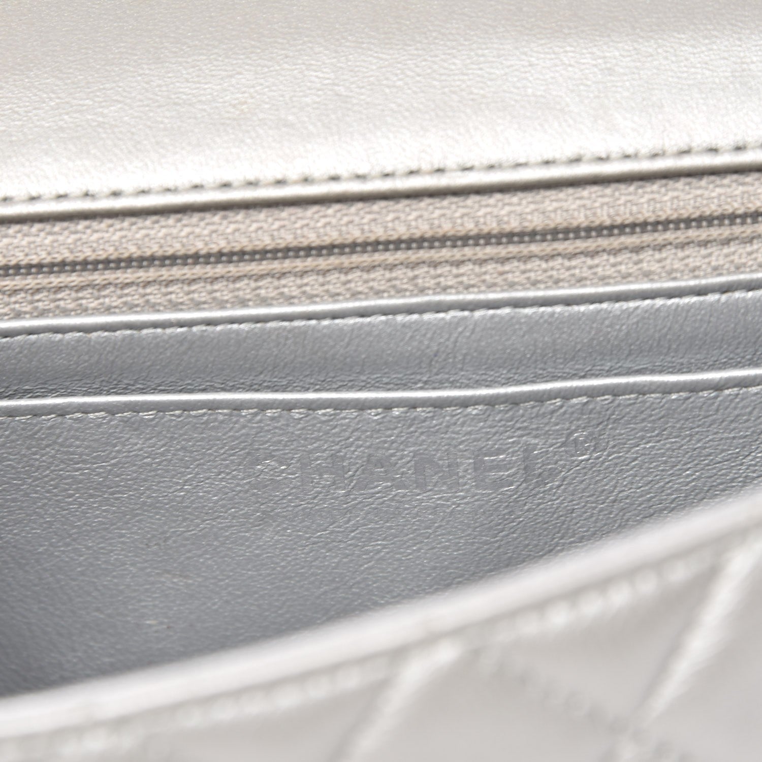 Chanel Metallic Lambskin Quilted Mini Rectangular Flap Silver 6 of 9