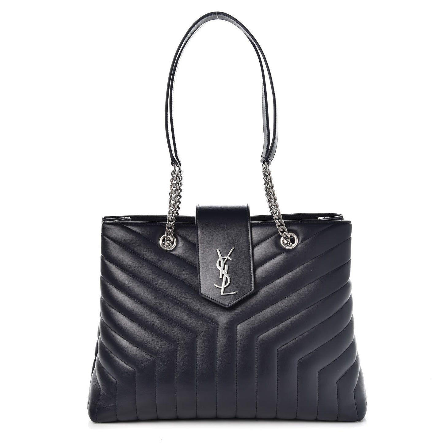 Calfskin Y Quilted Monogram Large Loulou Shopper Deep Marine