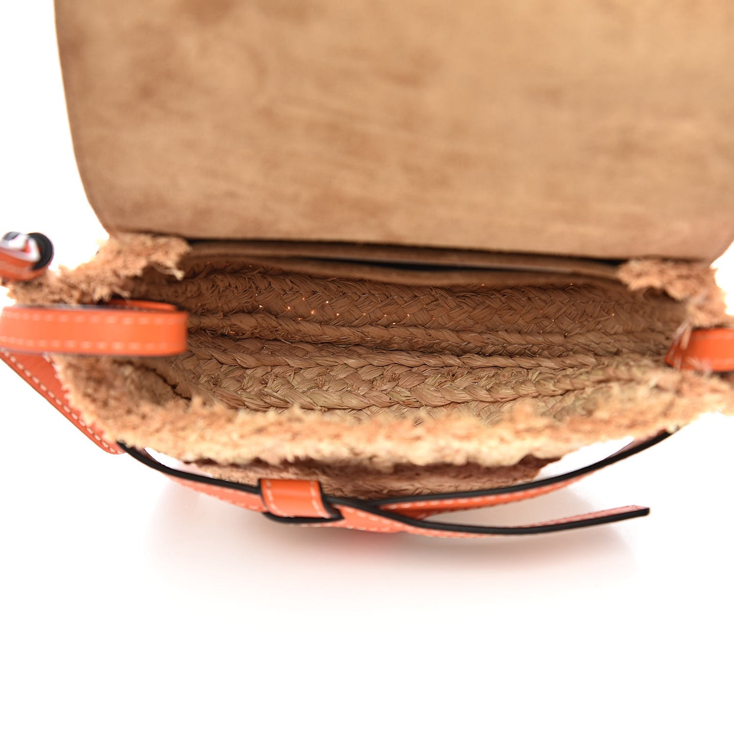 Calfskin Raffia Mini Gate Crossbody Bag Light Natural Orange