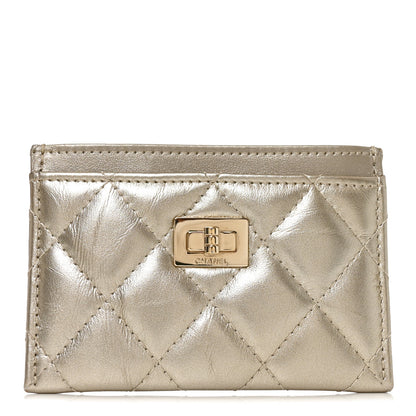 Chanel Metallic Aged Calfskin Quilted Reissue Card Holder Gold 1 of 7