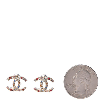 Chanel Crystal CC Earrings Gold Multicolor 2 of 5