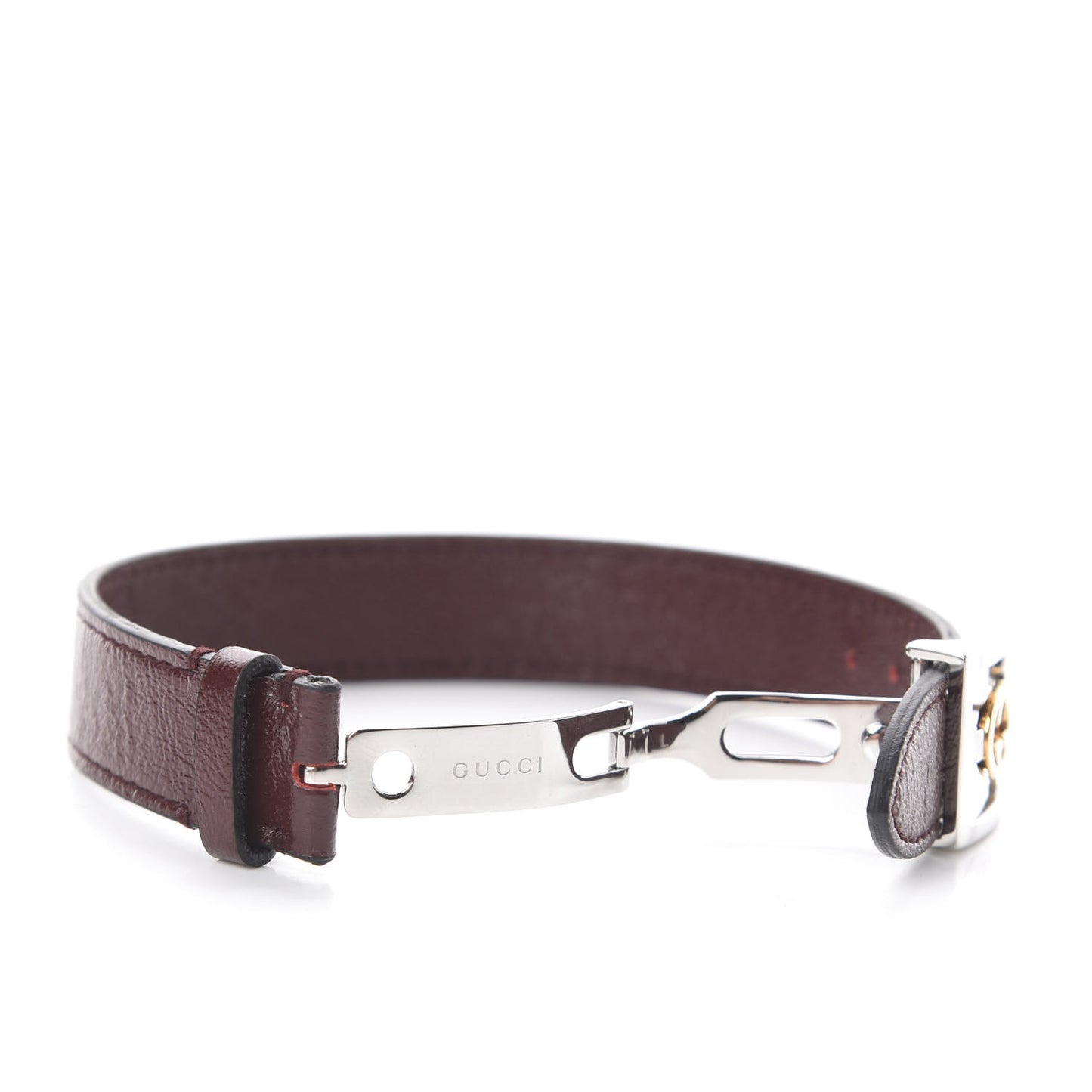 18K Yellow Gold Calfskin Interlocking Bracelet Bordeaux