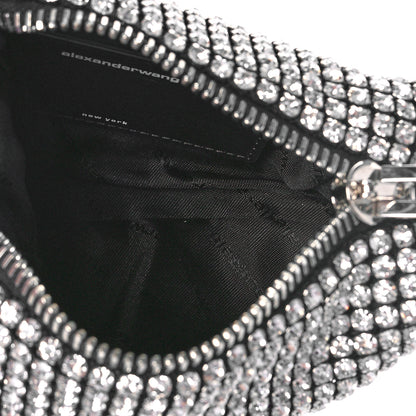 Alexander Wang Mesh Crystal Rhinestone Mini Heiress Pouch Black Silver 5 of 8