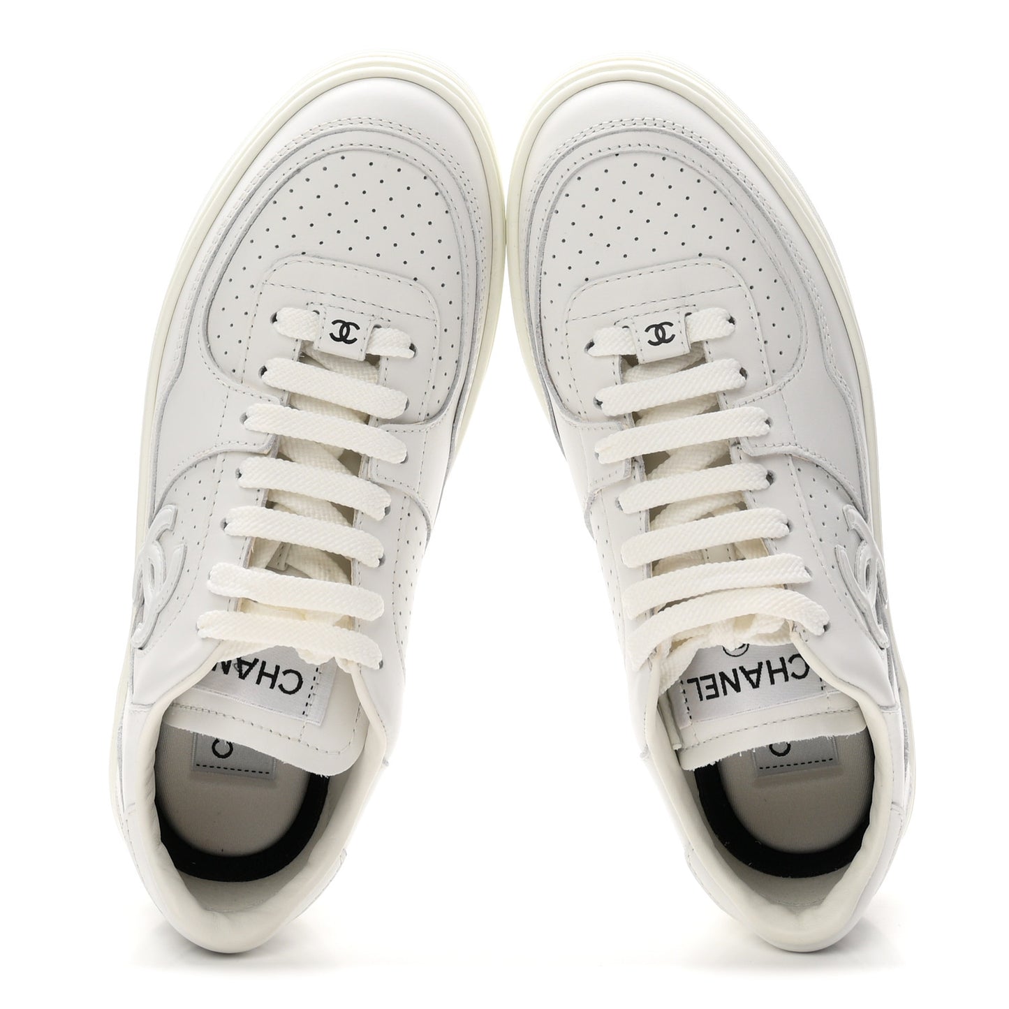 Calfskin CC Womens Sneakers 36 White