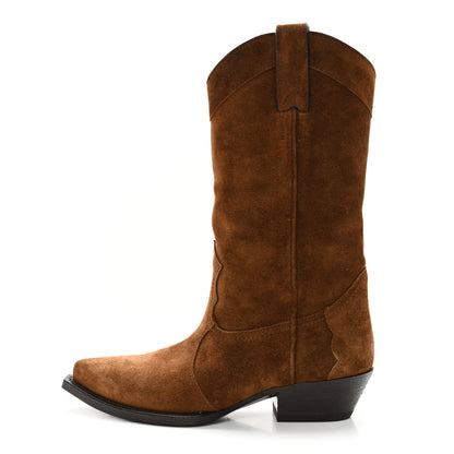 Saint Laurent Suede Houston Cowboy Boots 35 Brown 1 of 13