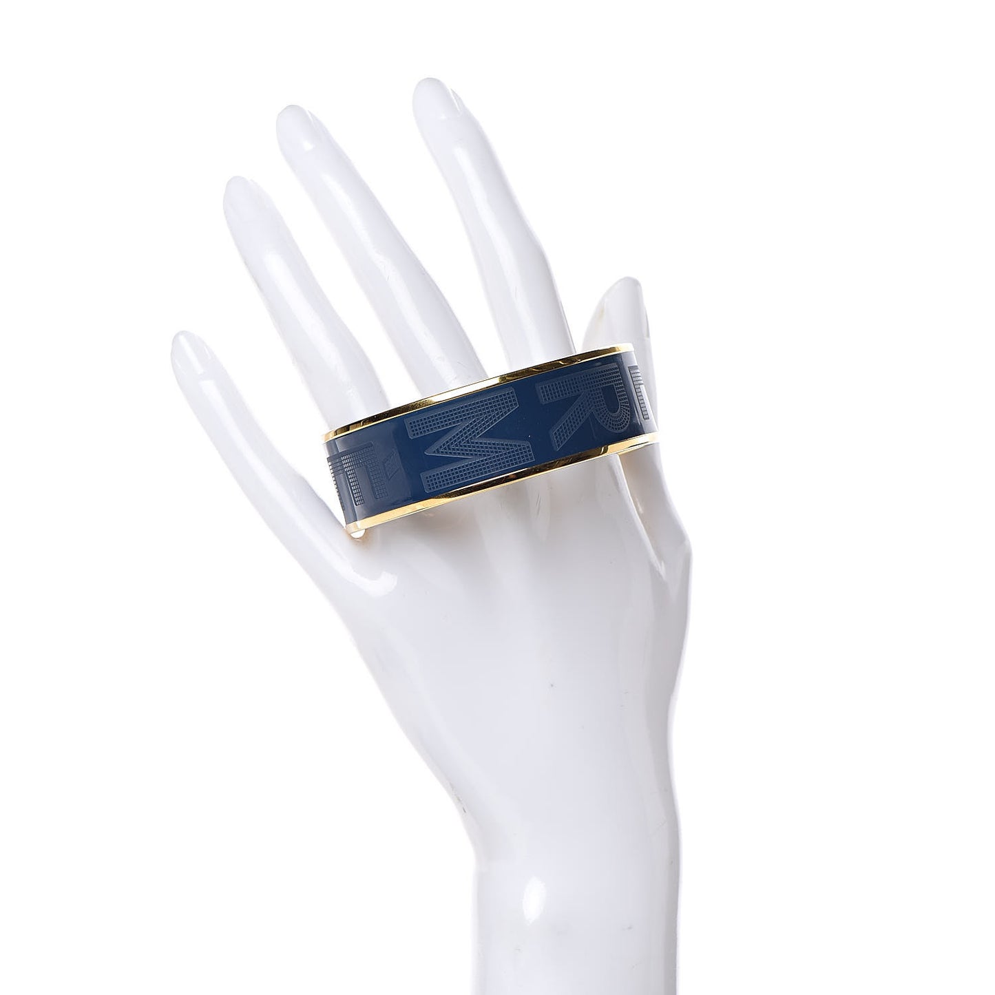 Enamel Wide Printed Sellier Bracelet 65 Bleu De Genes