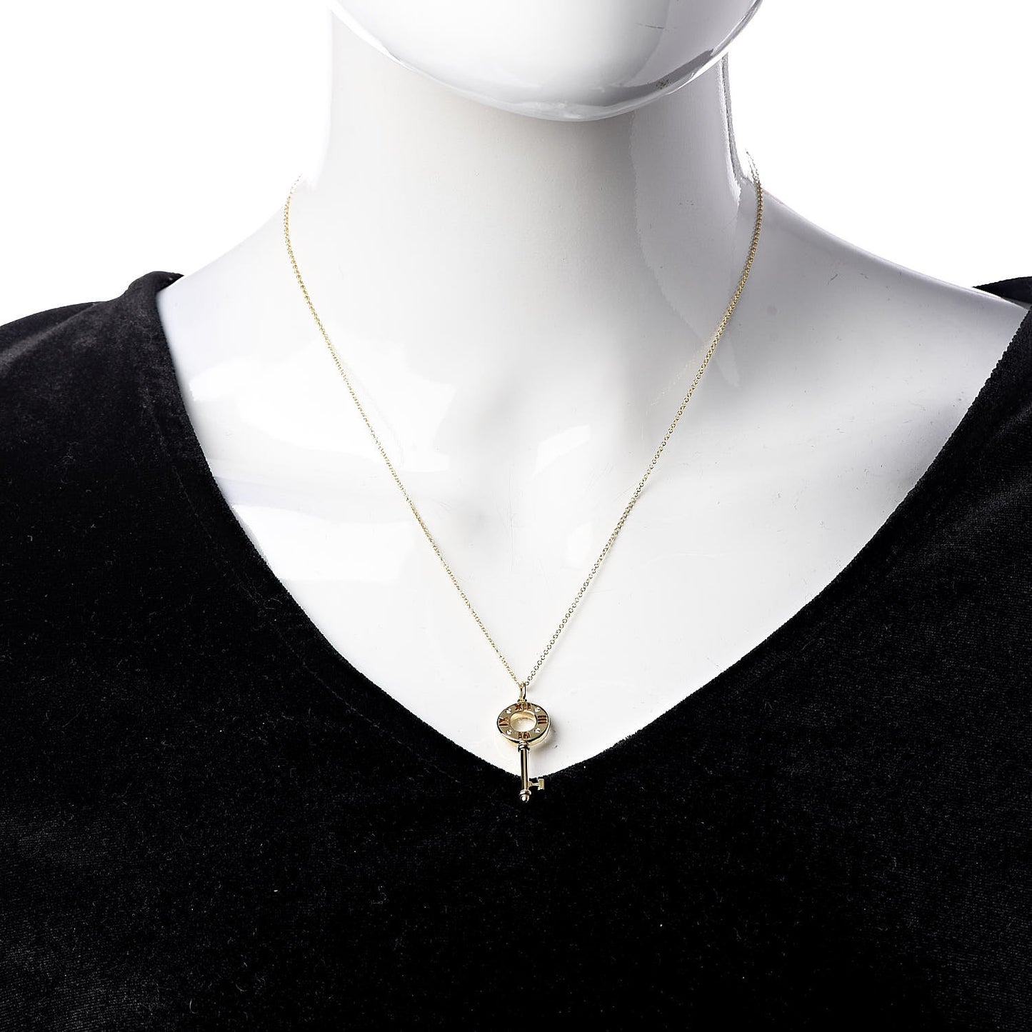 18K Yellow Gold Diamond Atlas Pierced Key Pendant Necklace