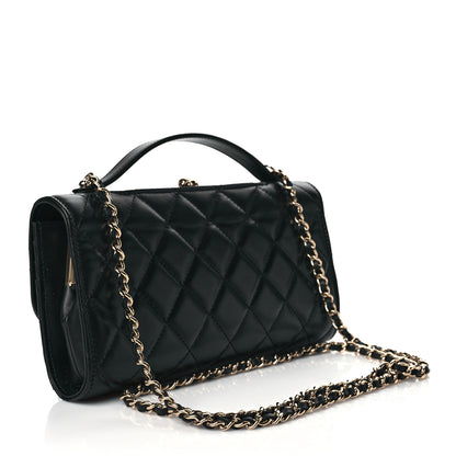 Chanel Shiny Calfskin Quilted Flap Phone Holder With Chain Black 3 of 11