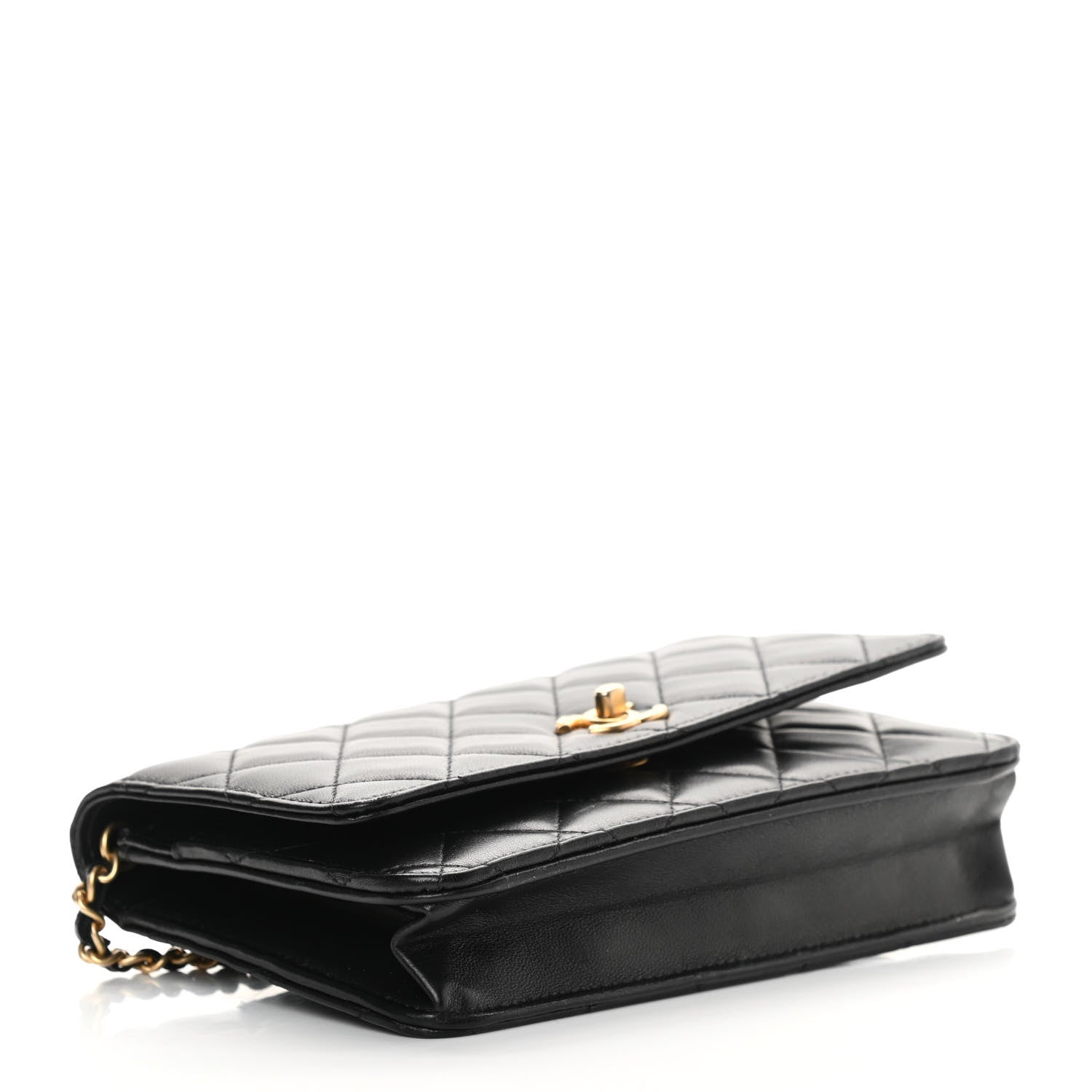Chanel Lambskin Quilted CC Pearl Crush Wallet on Chain WOC Black 4 of 14