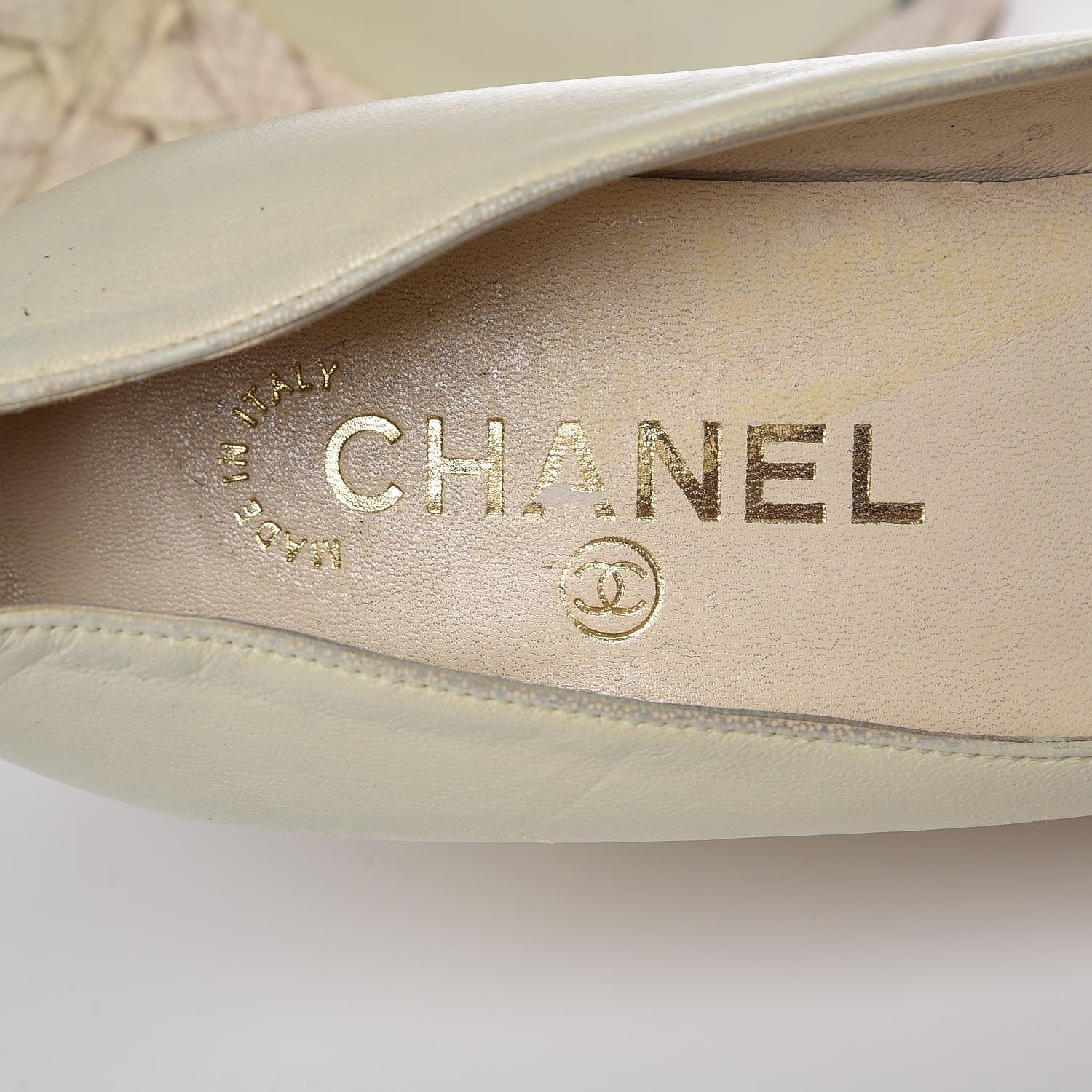 Chanel Lambskin Cap Toe Espadrille Wedge Pumps 40 Beige Black 9 of 20