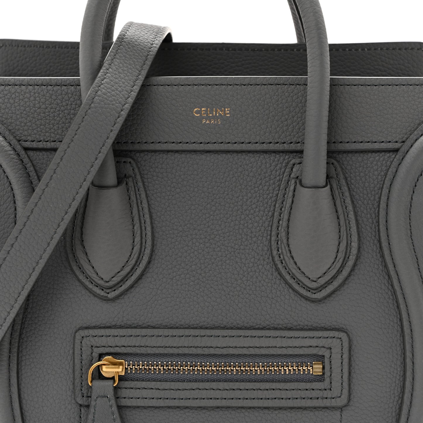 Drummed Calfskin Nano Luggage Kohl