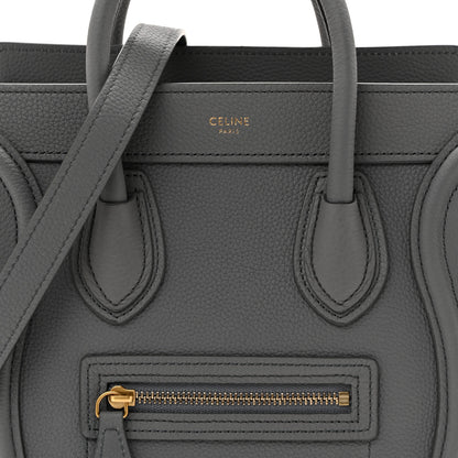 Celine Drummed Calfskin Nano Luggage Kohl 9 of 13