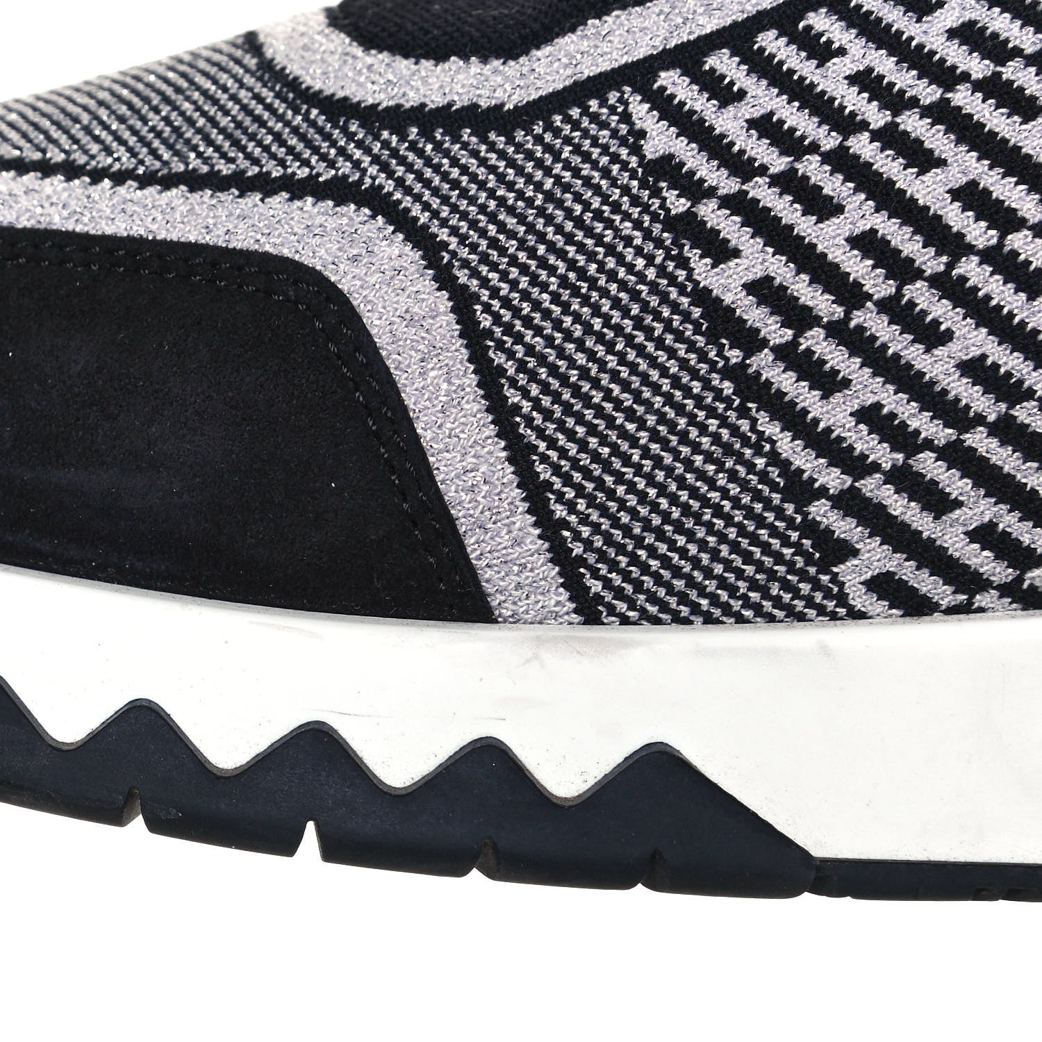 Hermes Knit Bi-Color Womens Addict Sneakers 39 Black White 14 of 17