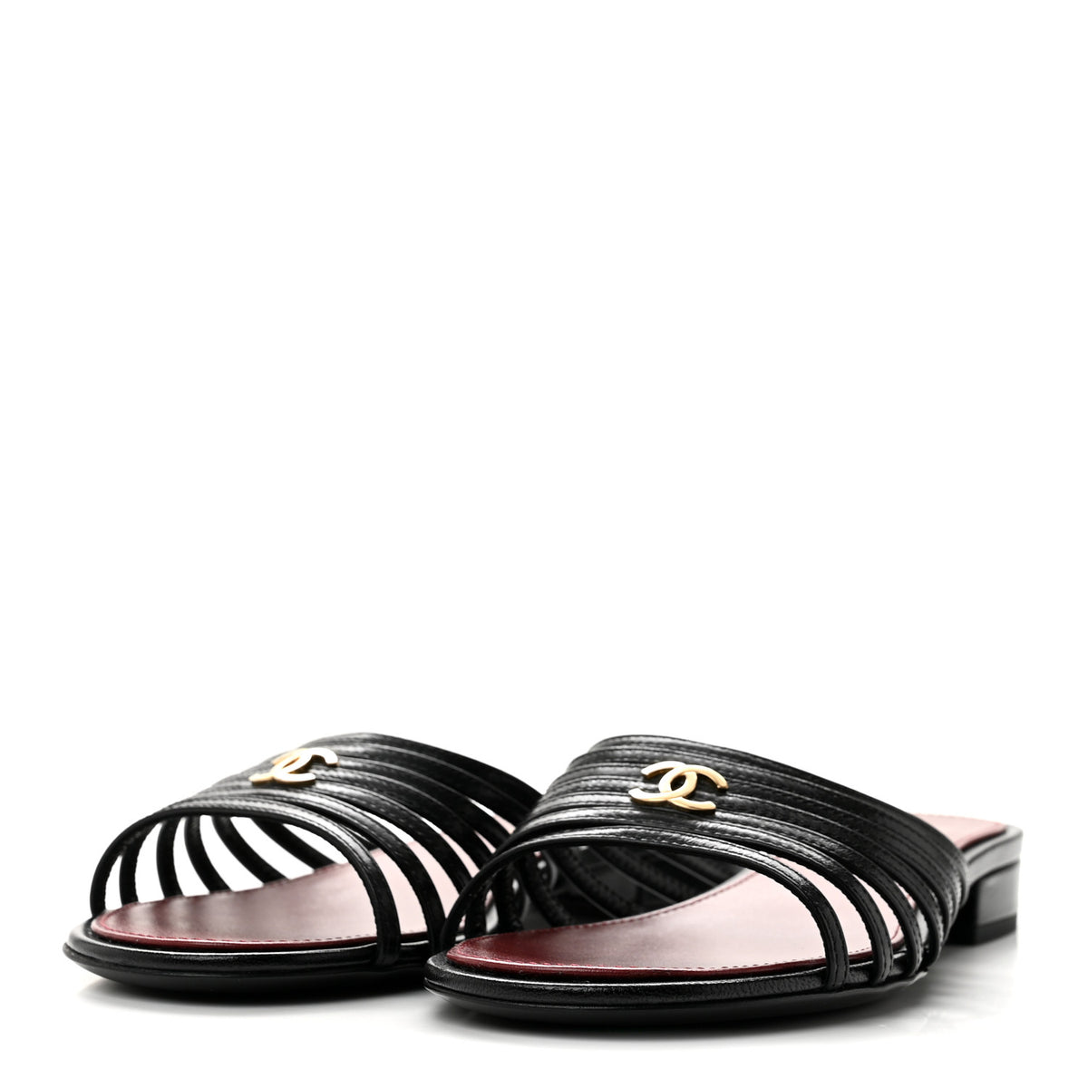 Goatskin Caged CC Slide Sandals 35.5 Black