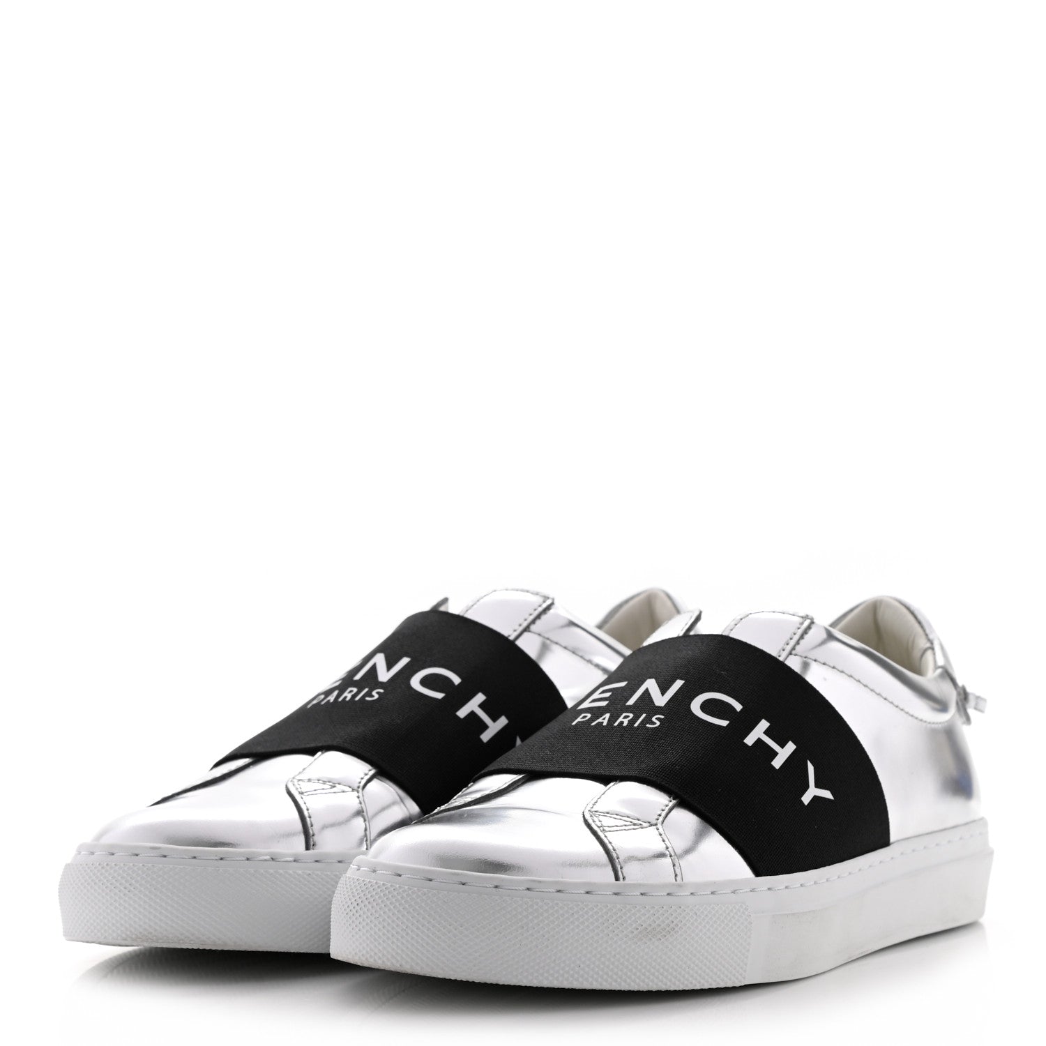 Givenchy Calfskin Band Logo Womens Urban Street Sneakers 36.5 Silvery 3 of 10