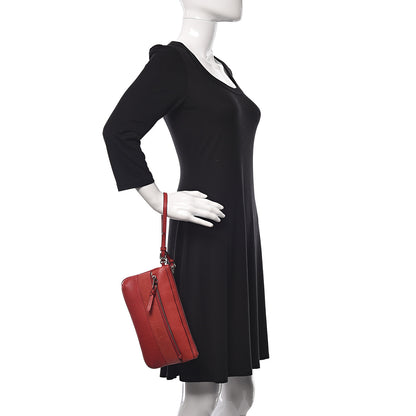 Burberry Grainy Calfskin Check Embossed Wristlet Military Red 2 of 16