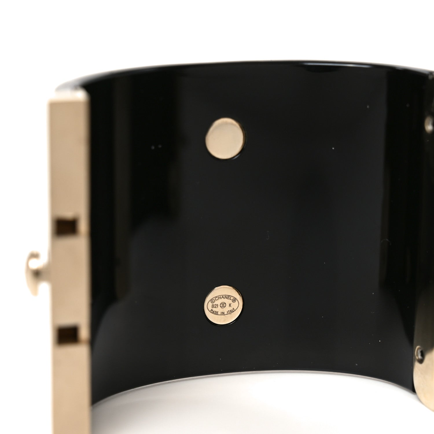 Chanel Resin Crystal CC Cuff Black Pink 4 of 4