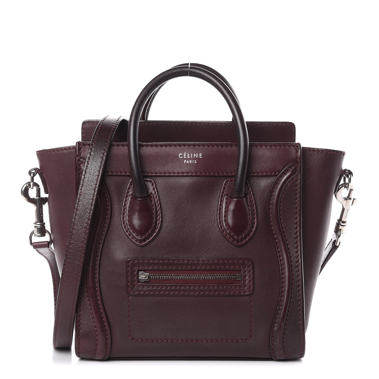 Celine Smooth Calfskin Nano Luggage Burgundy 1 of 32