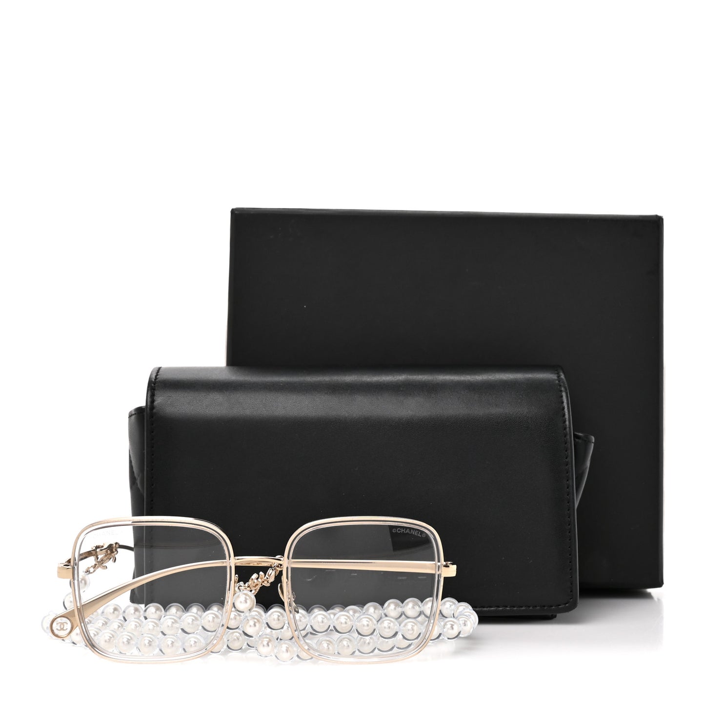 Metal Removable Pearl Chain Square Eyeglasses 2195-S Silver