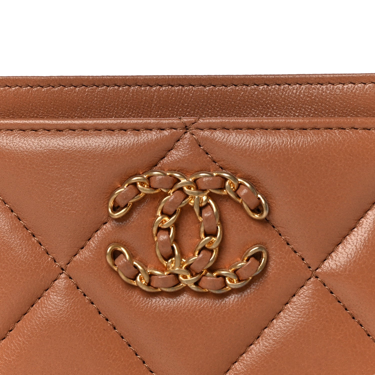 Chanel Lambskin Quilted Chanel 19 Card Holder Brown 9 of 11