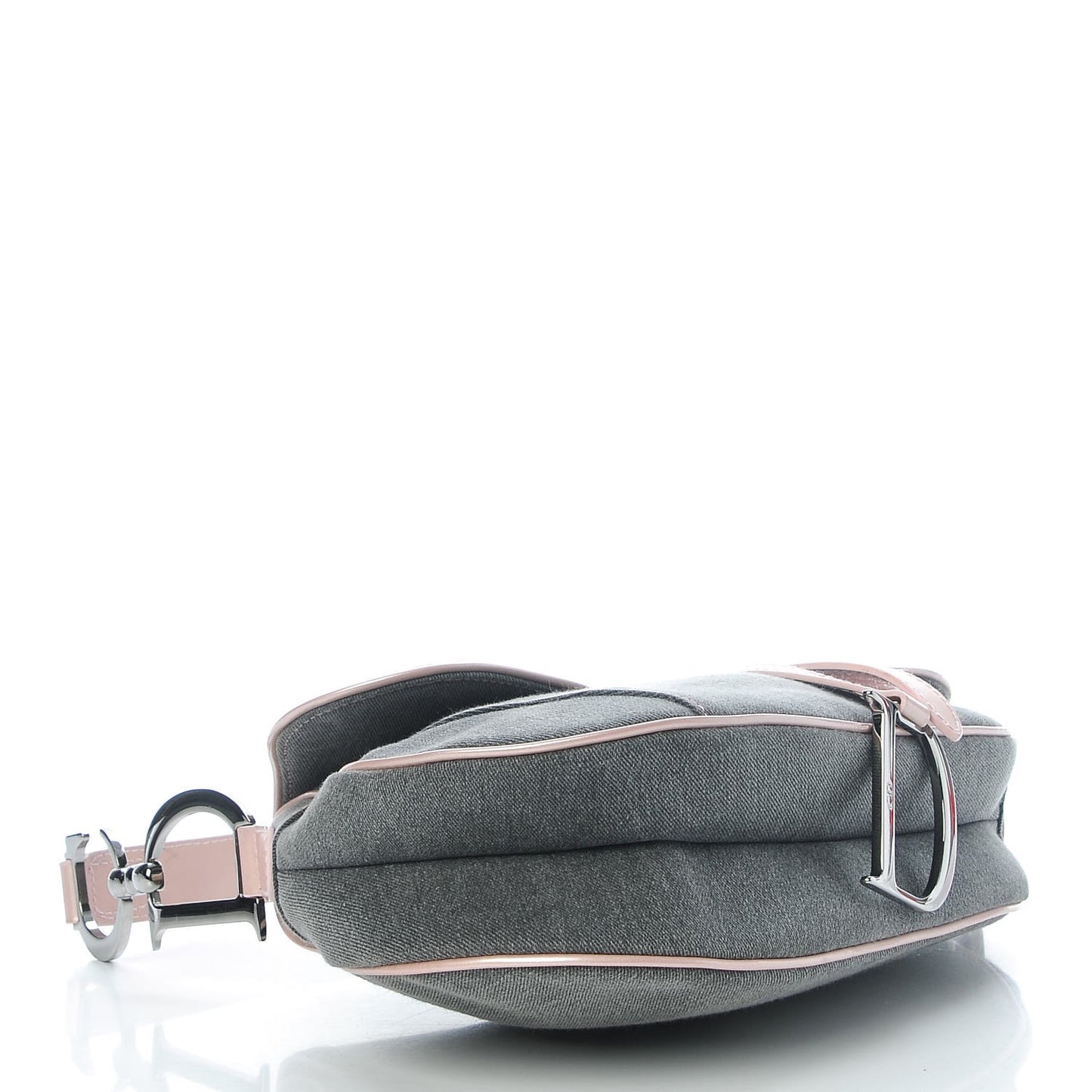 Patent Denim Jeans Saddle Bag Grey Pink