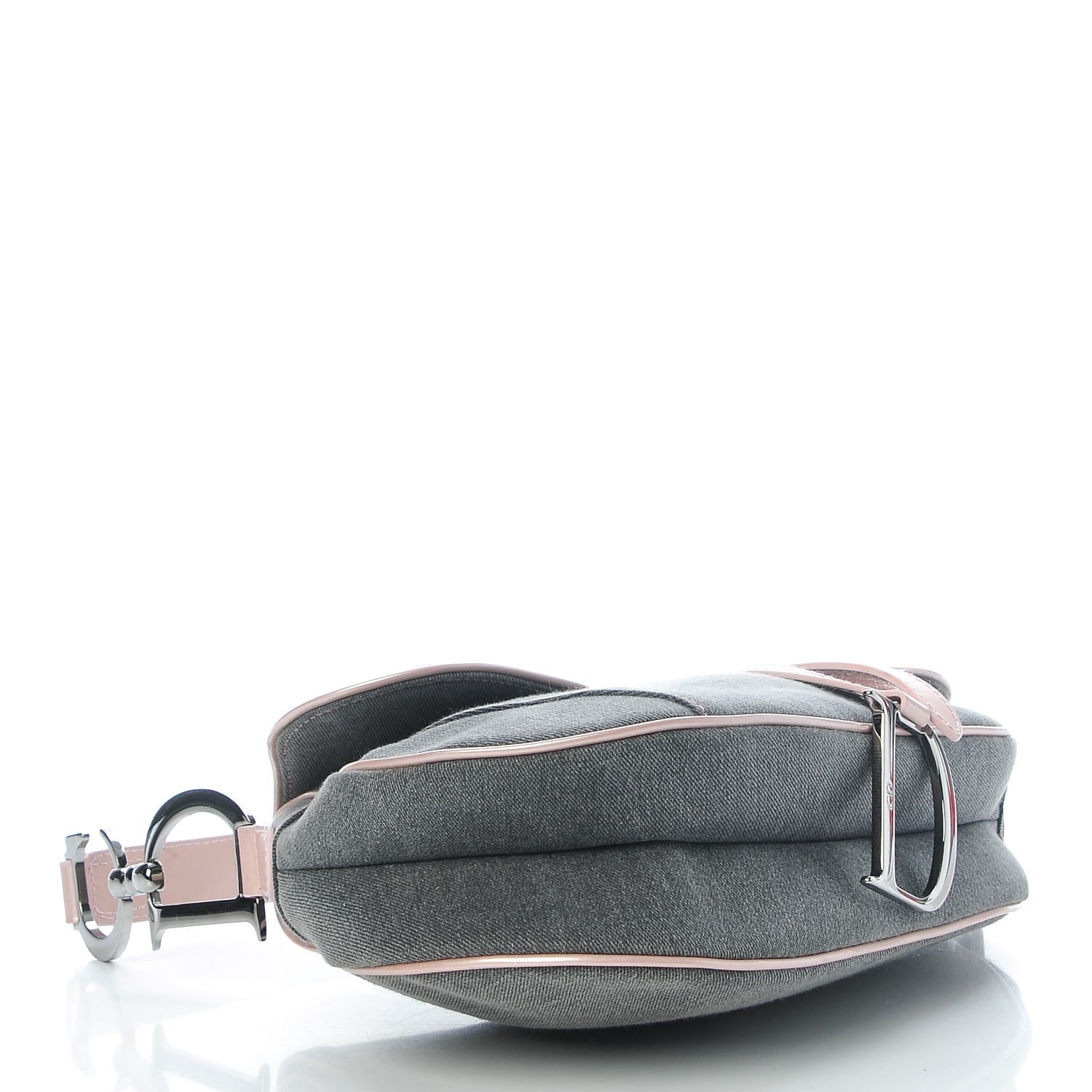 Christian Dior Patent Denim Jeans Saddle Bag Grey Pink 4 of 8