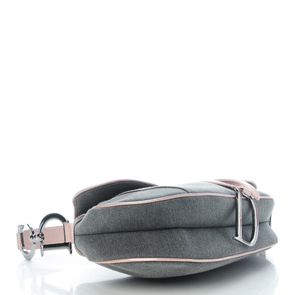 Christian Dior Patent Denim Jeans Saddle Bag Grey Pink 4 of 8