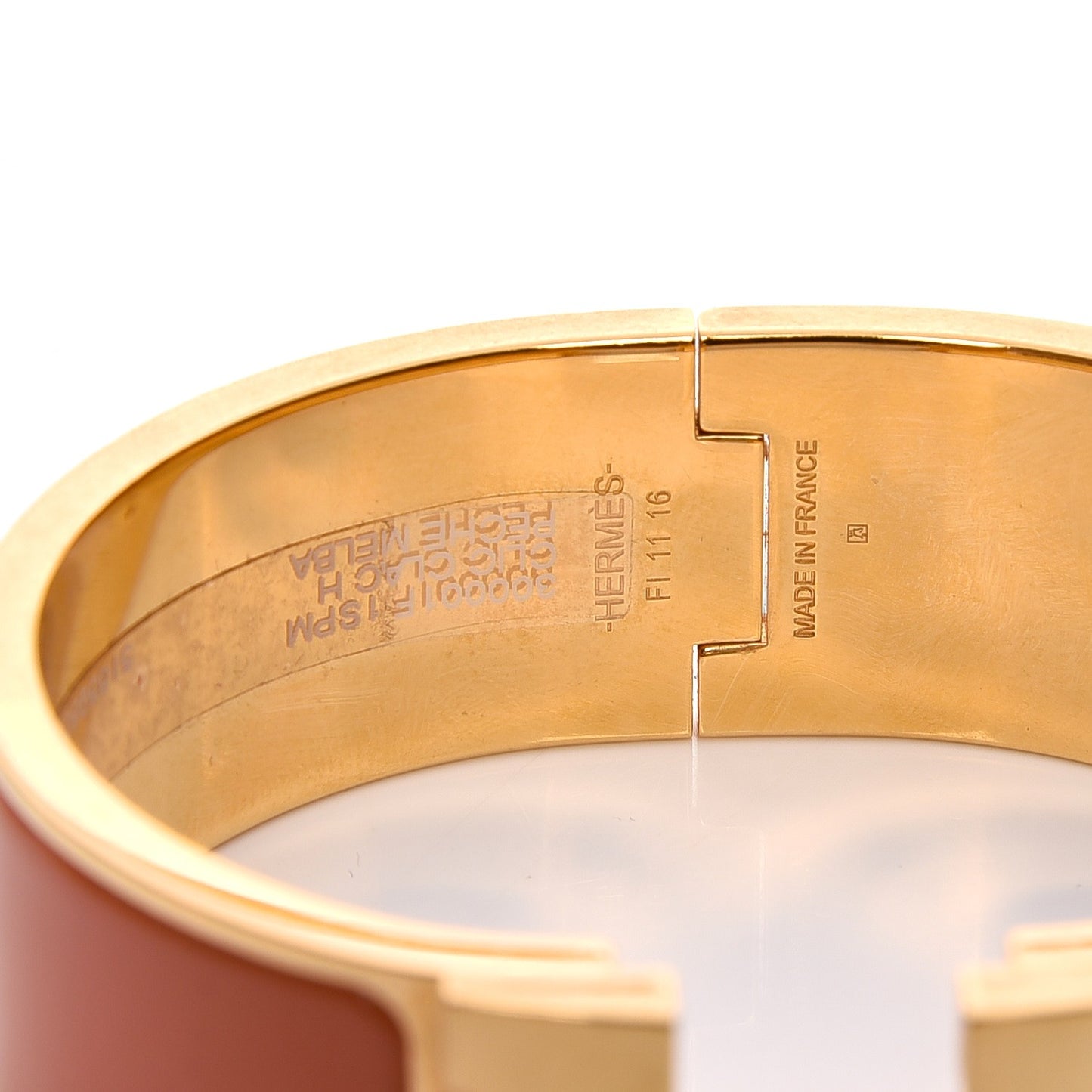 Enamel Wide Clic Clac H Bracelet PM Peach Melba