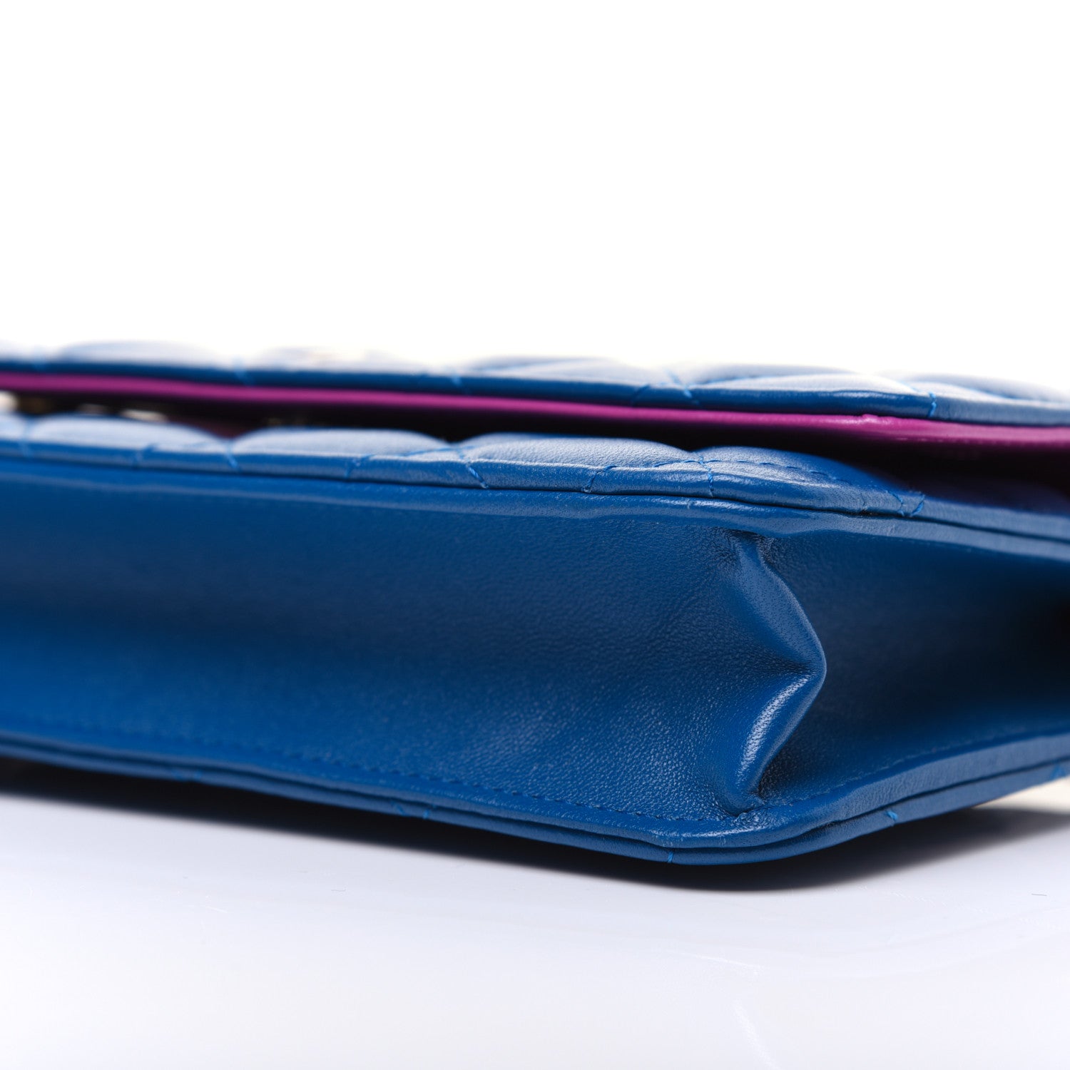 Chanel Lambskin Quilted Wallet On Chain WOC Dark Blue Pink 10 of 16