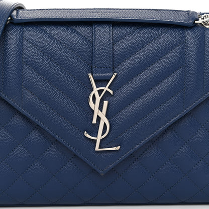 Saint Laurent SAINT LAURENT Grain De Poudre Textured Mixed Matelasse Triquilt Medium Monogram Satchel Denim 7 of 10