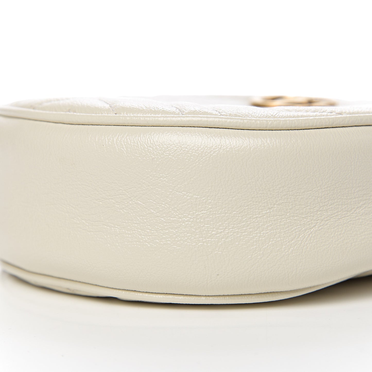 Calfskin Matelasse Mini GG Marmont Round Shoulder Bag White