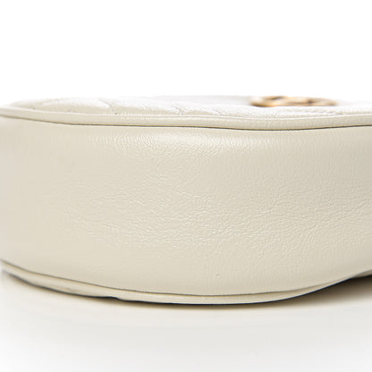 Gucci Calfskin Matelasse Mini GG Marmont Round Shoulder Bag White 8 of 9
