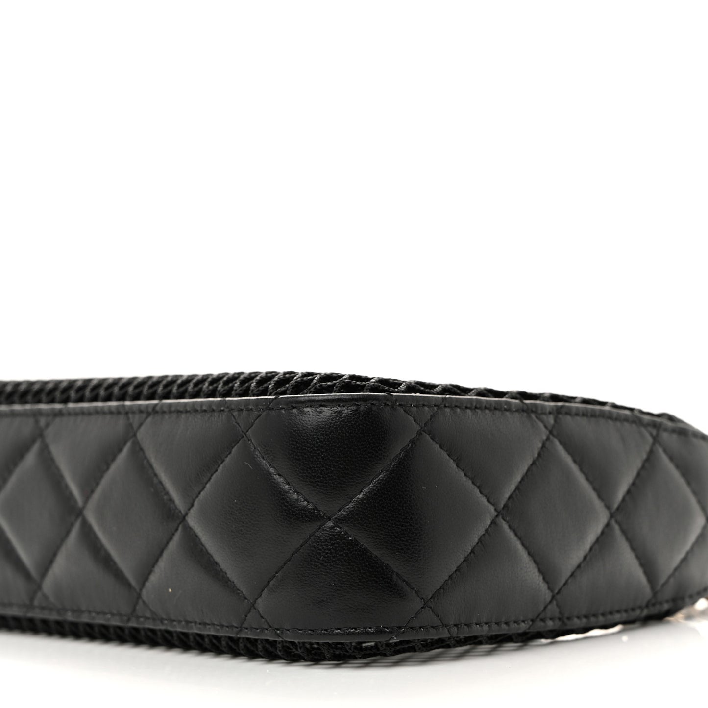Mesh Shiny Lambskin Clutch With Chain Black