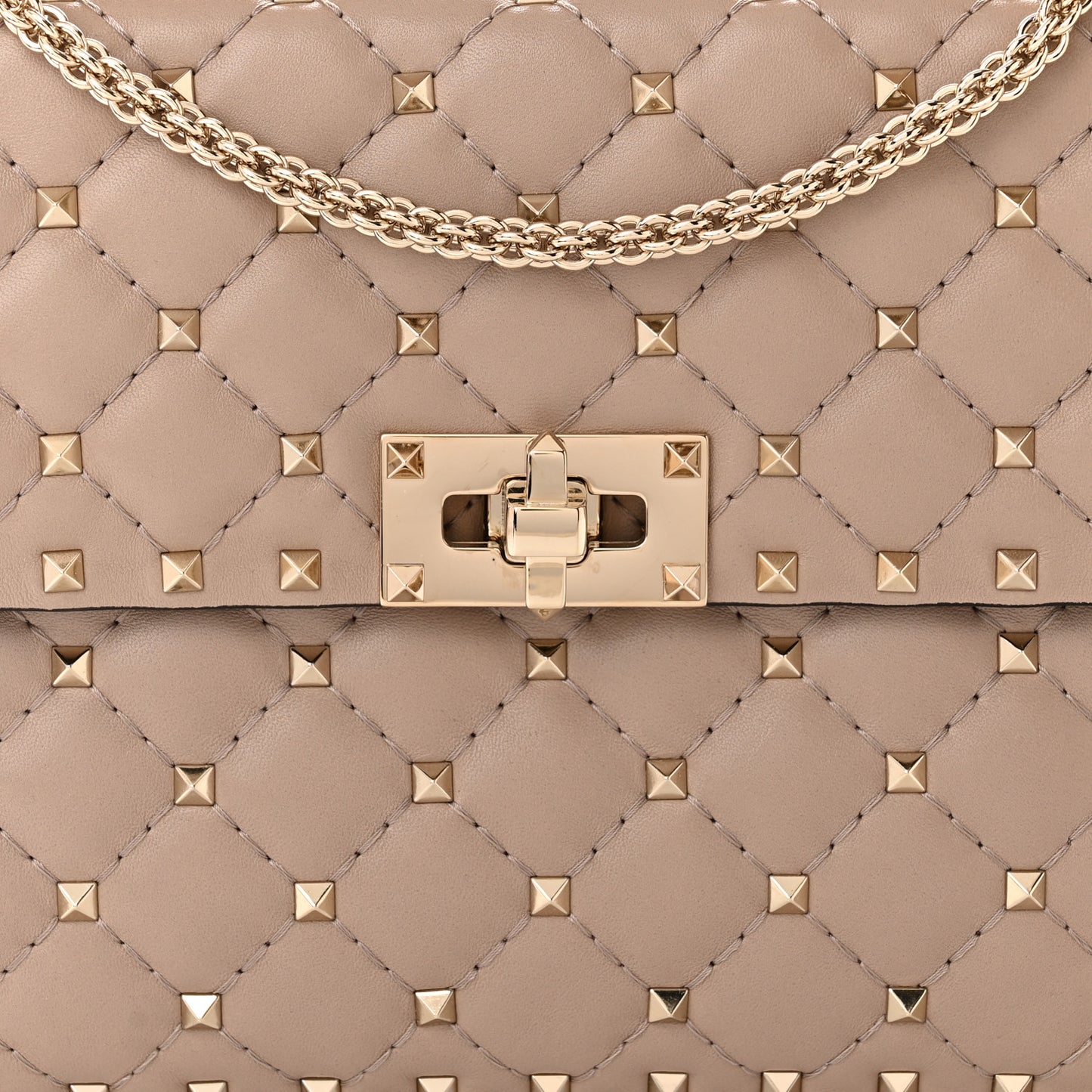 Lambskin Medium Rockstud Spike Shoulder Bag Poudre