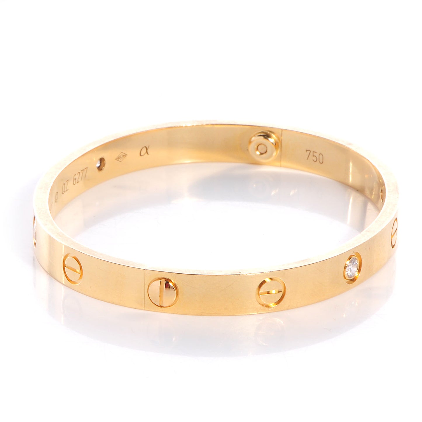 18K Yellow Gold 4 Diamond LOVE Bracelet 17