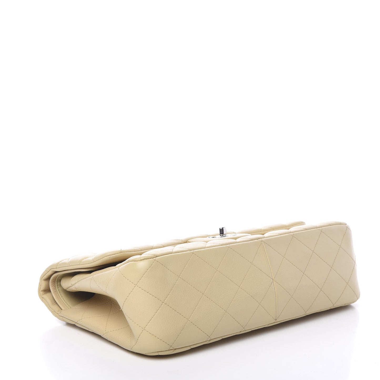 Caviar Quilted Jumbo Double Flap Beige Clair