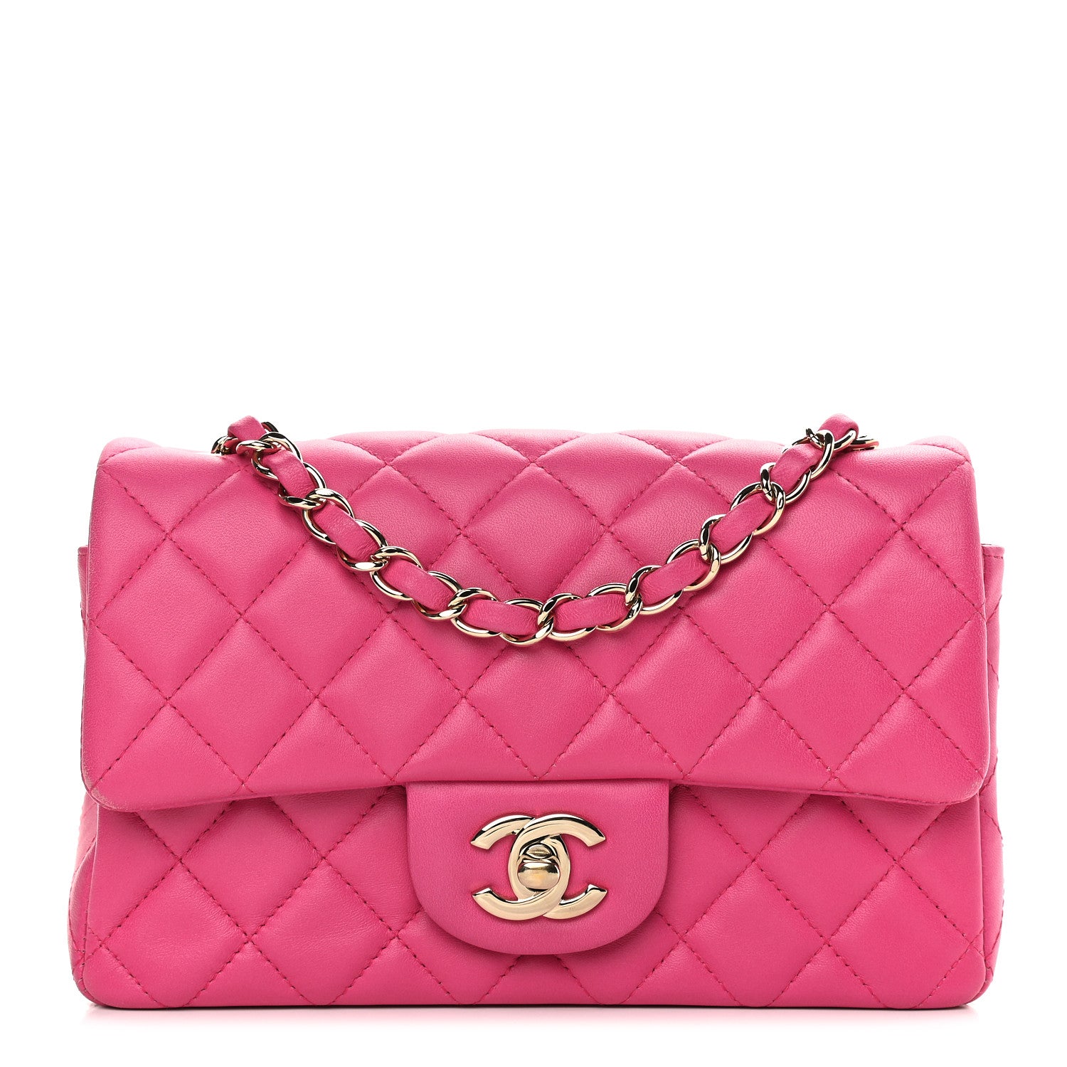 Chanel Lambskin Quilted Mini Rectangular Flap Pink 1 of 8