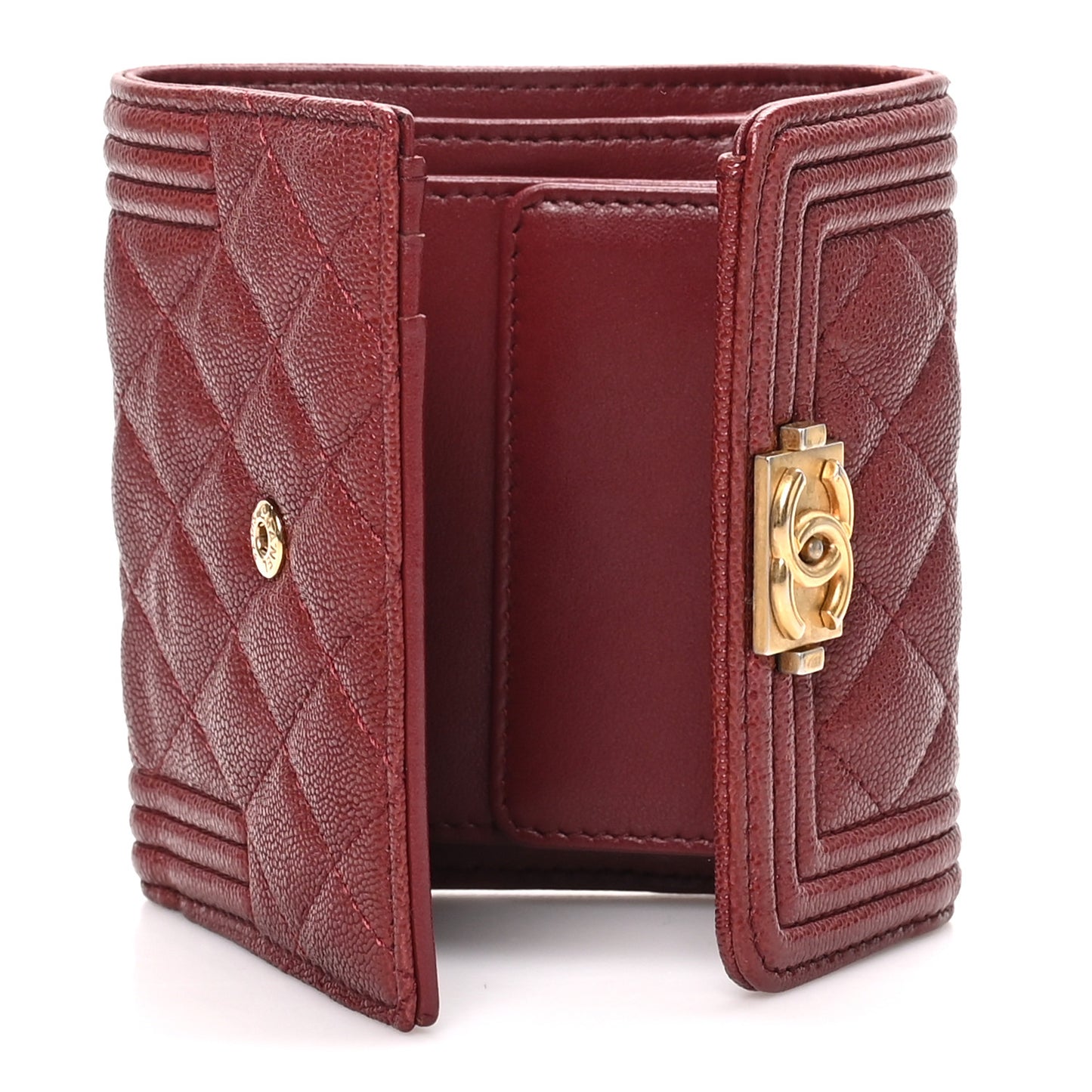Caviar Quilted Small Boy Flap Wallet Red