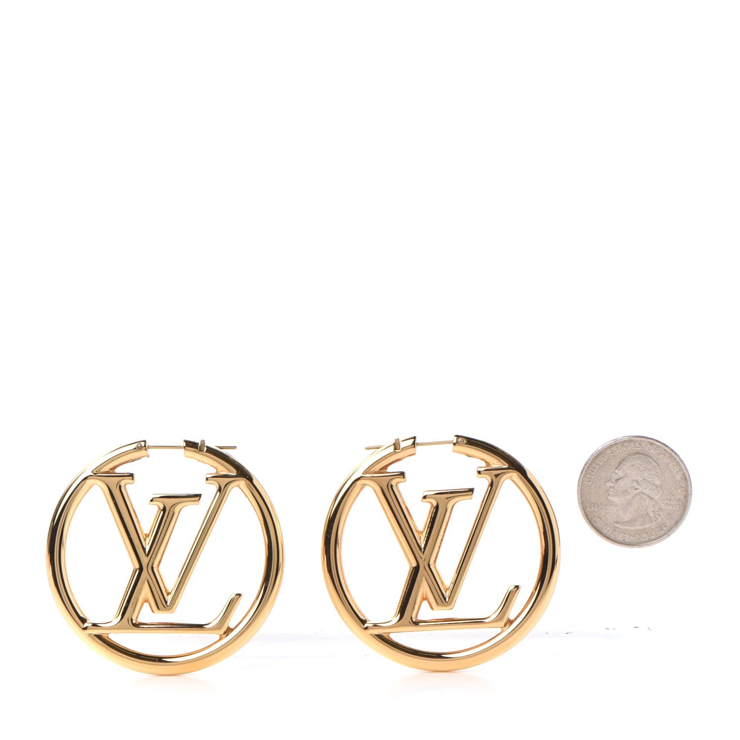 Louis Vuitton Metal Louise Hoop Earrings Gold 2 of 5