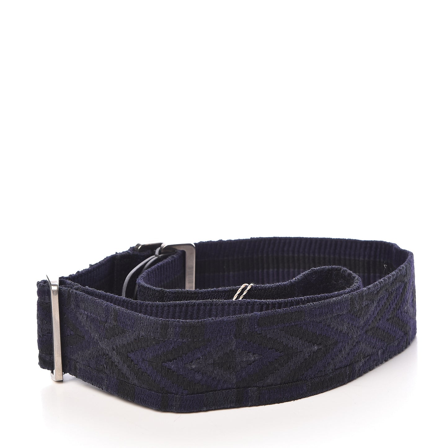 Canvas Geometric Embroidered Rockstud Guitar Strap Black Blue