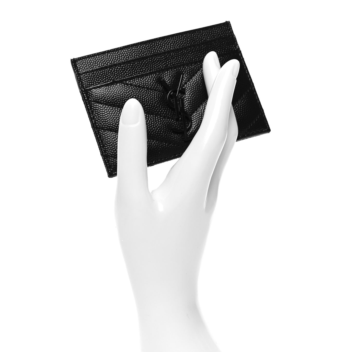 Grain De Poudre Matelasse Chevron Monochrome Monogram Credit Card Case Black