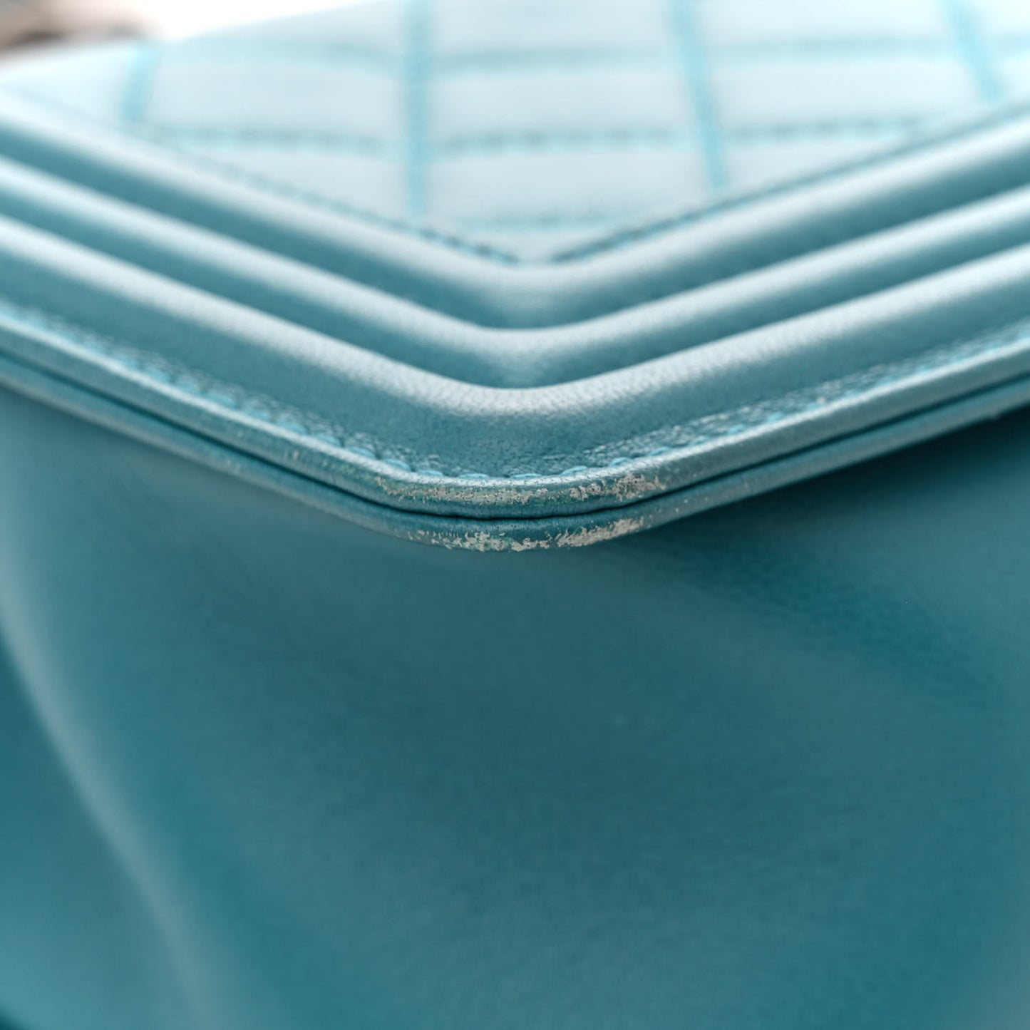 Lambskin Quilted Small Boy Flap Dark Turquoise