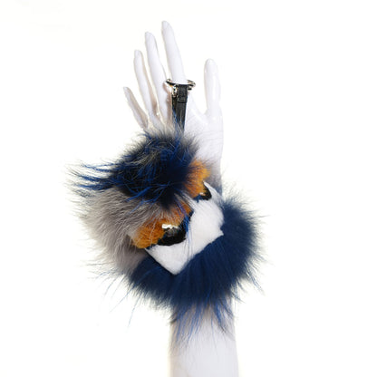 Fendi Mink Fox Rabbit Fur Crystal Glamoroso Monster Bag Charm Black Blue Grey 2 of 6